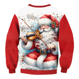 Muška vintage majica s kapuljačom s printom Djeda Mraza koji svira violinu