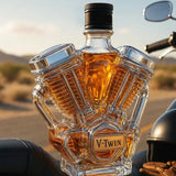 V Class Motorcycle Engine Unleaded Glass Whiskey Bottle