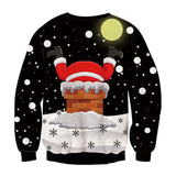 Uniseks božićna majica s printom Djeda Mraza i okruglim izrezom