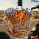 V Class Motorcycle Engine Unleaded Glass Whiskey Bottle