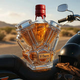 V Class Motorcycle Engine Unleaded Glass Whiskey Bottle