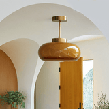 Domelight™ | 11'' Vintage Poluugradna Stropna Svjetiljka s Narančastim Staklenim Sjenilom u Obliku Kupole