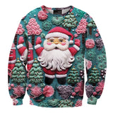 Uniseks božićni pulover s printom Djeda Mraza, simpatičan